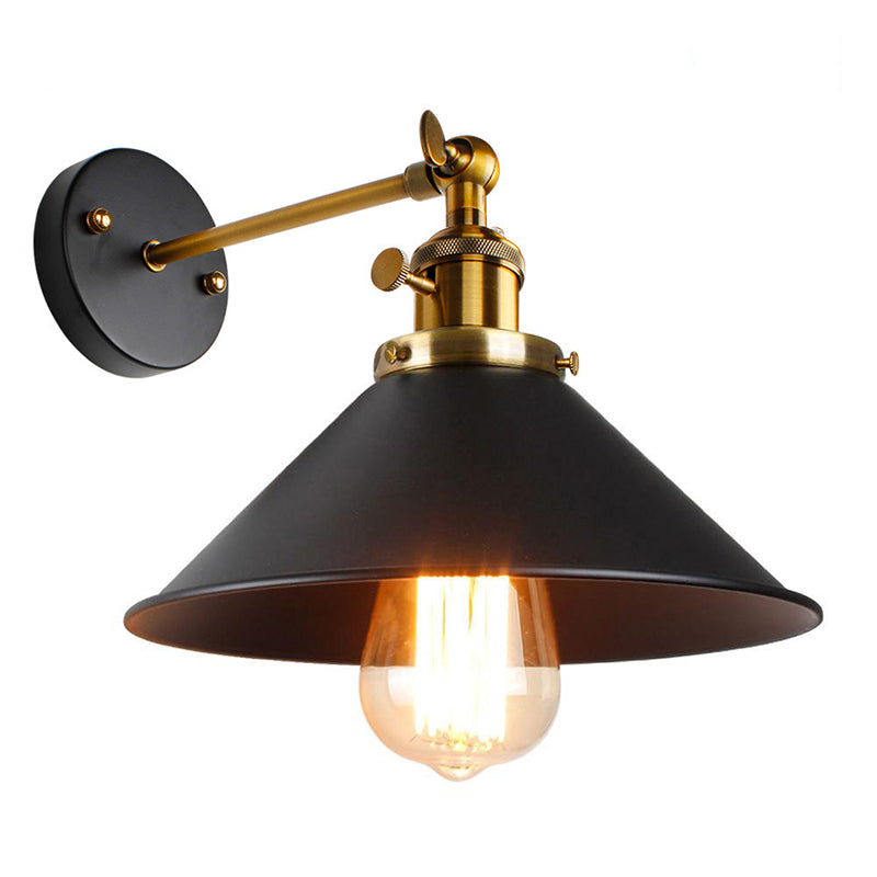 Industrial Wall Sconce Cone Shape Wall Lamp with Metal Shade for Living Room