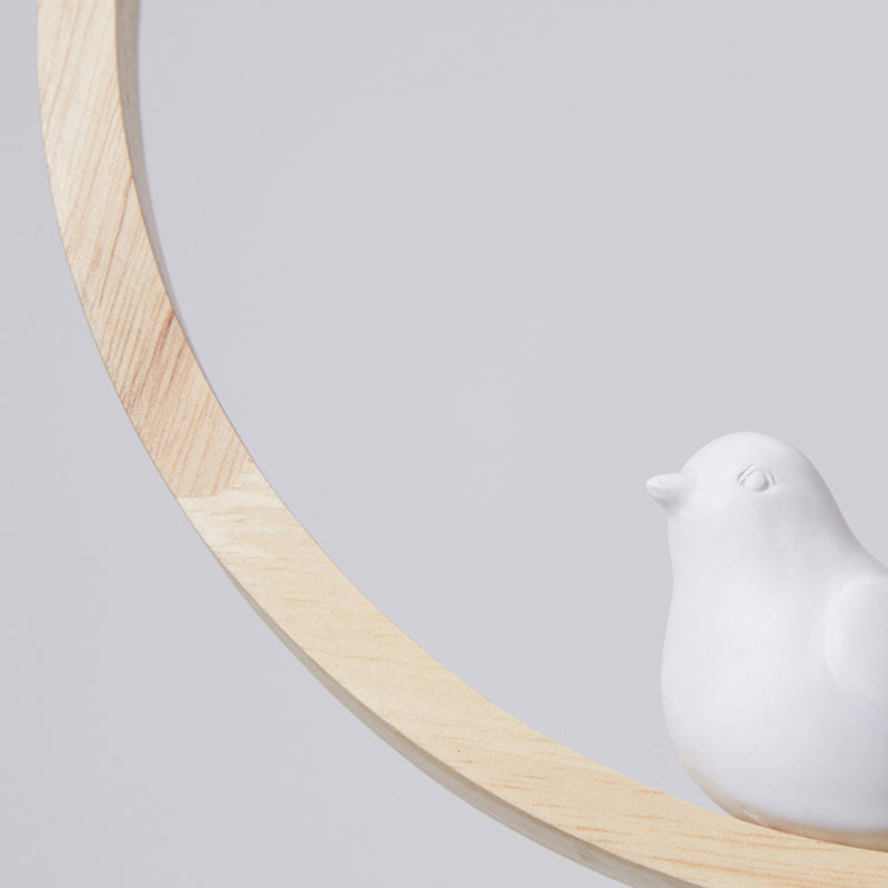 Modern Wood Wall Sconce Circle Shape Wall Light with Glass Shade for Living Room