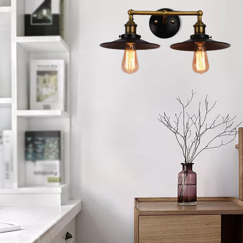 Industrial Wall Sconce Cone Shape Wall Light with Metal Shade for Bedroom in Black