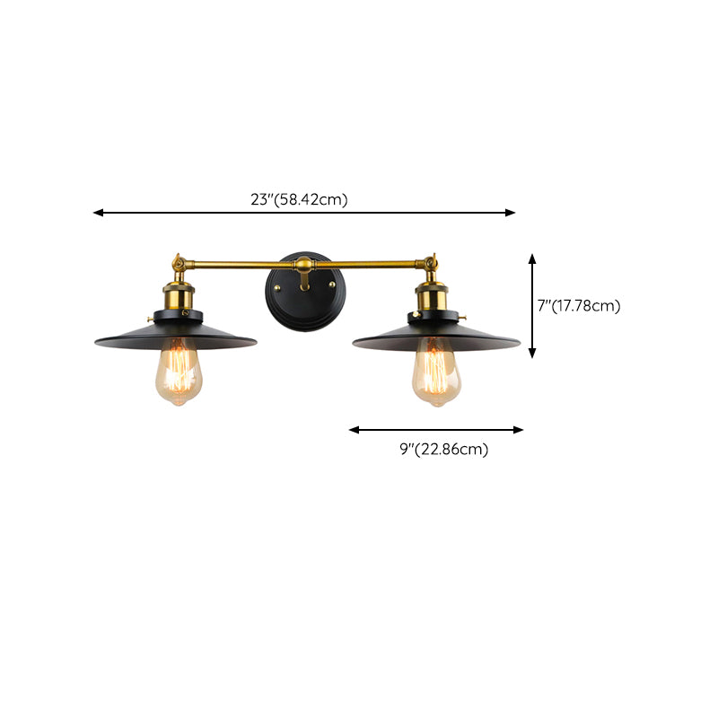Industrial Wall Sconce Cone Shape Wall Light with Metal Shade for Bedroom in Black