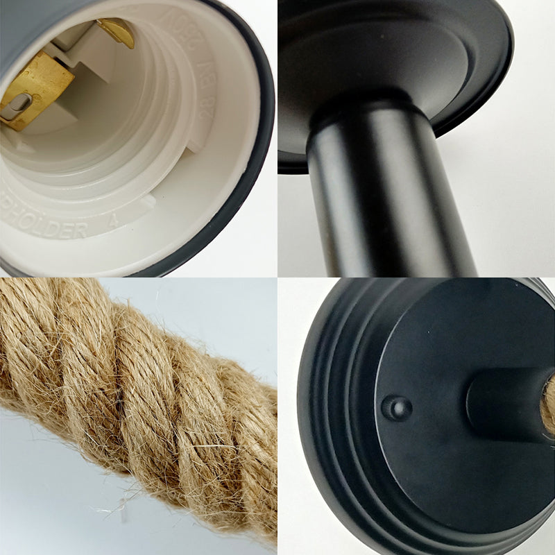Modern Rope Wall Sconce Linear Shape Metal Wall Light for Bedroom in Black