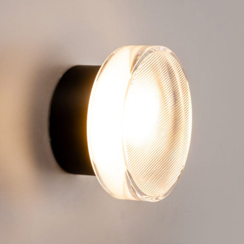 Contemporary LED Wall Sconce in Black / Gold Wall Light with Acrylic Round Shade
