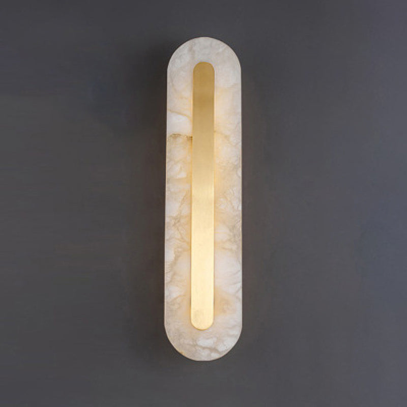 Geometric Post Modern Wall Mount in Gold Brass & Marble Wall Sconce