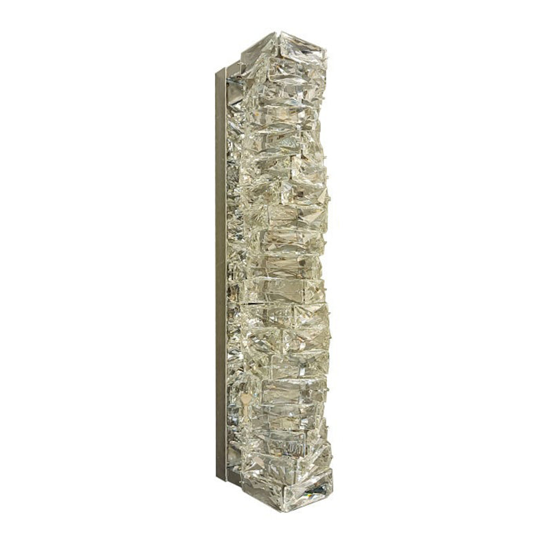Metal and Crystal Wall Mounted Fixture in Clear LED Post Modern Cylinder Wall Lighting