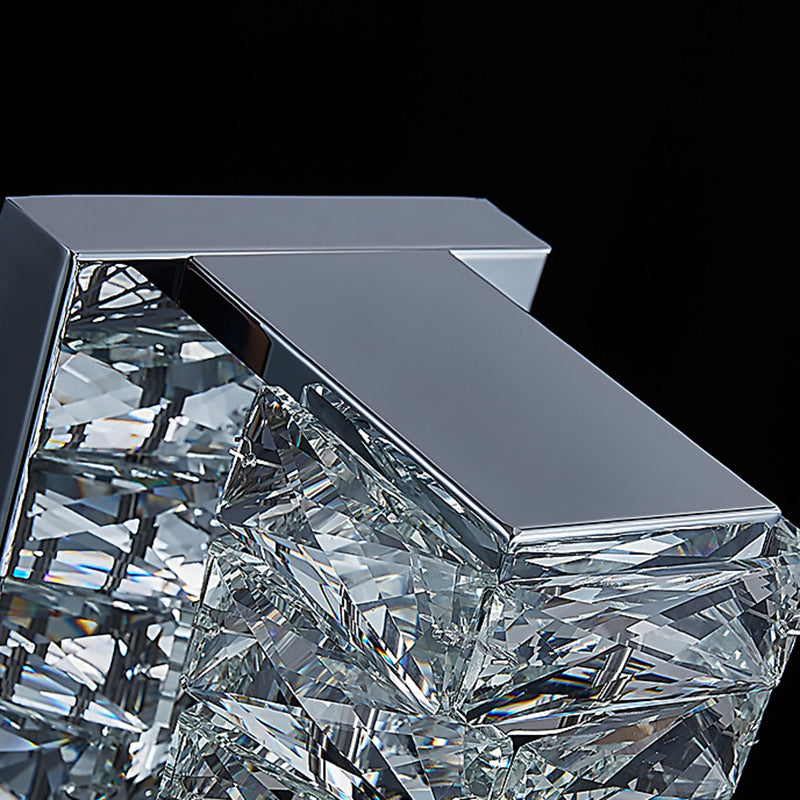 Metal and Crystal Wall Mounted Fixture in Clear LED Post Modern Cylinder Wall Lighting