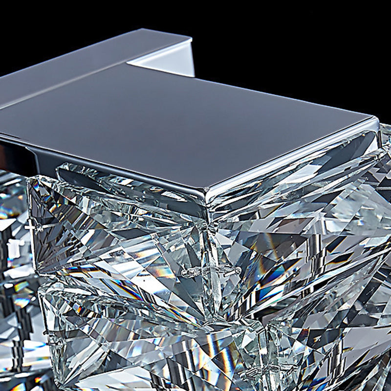 Metal and Crystal Wall Mounted Fixture in Clear LED Post Modern Cylinder Wall Lighting