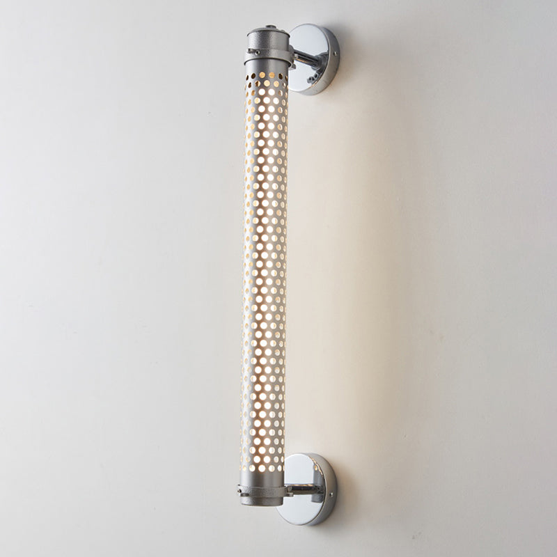 Silver Modern Wall Sconce Cylinder Shape Wall Light with Metal Shade for Living Room