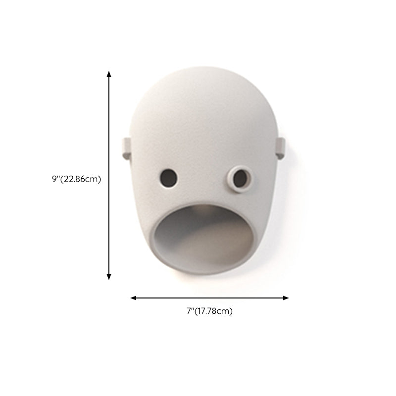 Modern Metal Wall Sconce Mask Shape Wall Light with Resin Shade for Living Room