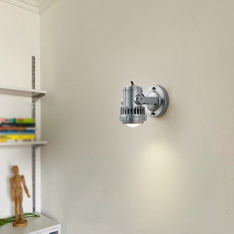 Silver Modern Metal Wall Sconce Cylinder Shape Wall Light with Glass Shade for Living Room