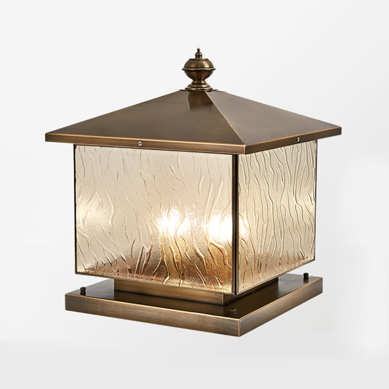 Square Shape Pillar Lamp Modern Brass Outdoor Waterproof Light