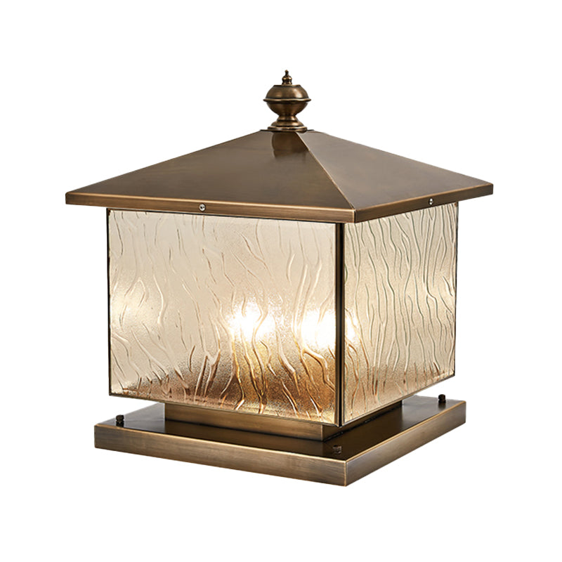 Square Shape Pillar Lamp Modern Brass Outdoor Waterproof Light