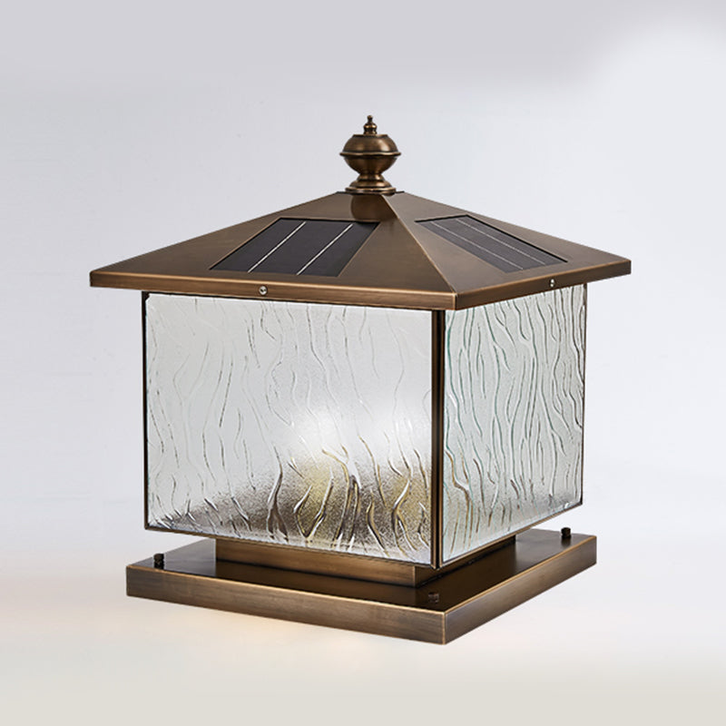 Square Shape Pillar Lamp Modern Brass Outdoor Waterproof Light