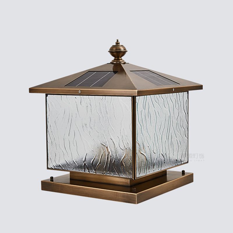 Square Shape Pillar Lamp Modern Brass Outdoor Waterproof Light