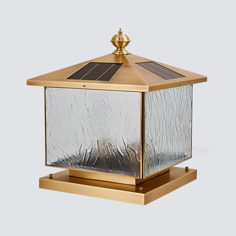 Square Shape Pillar Lamp Modern Brass Outdoor Waterproof Light
