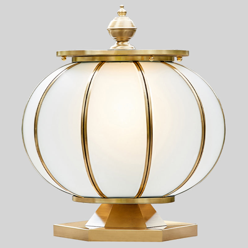 Round Shape Metal Solar Pillar Lamp Modern Style 1 Light Outdoor Light