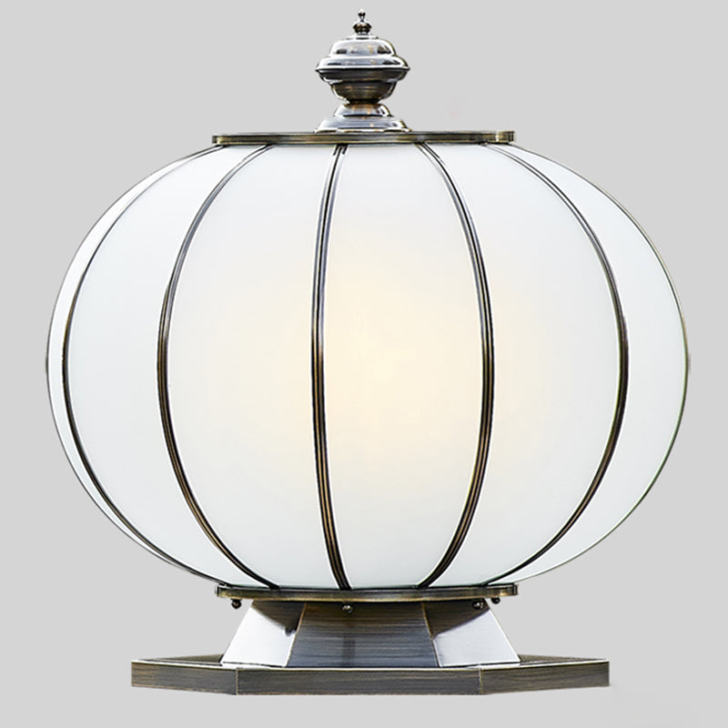 Round Shape Metal Solar Pillar Lamp Modern Style 1 Light Outdoor Light