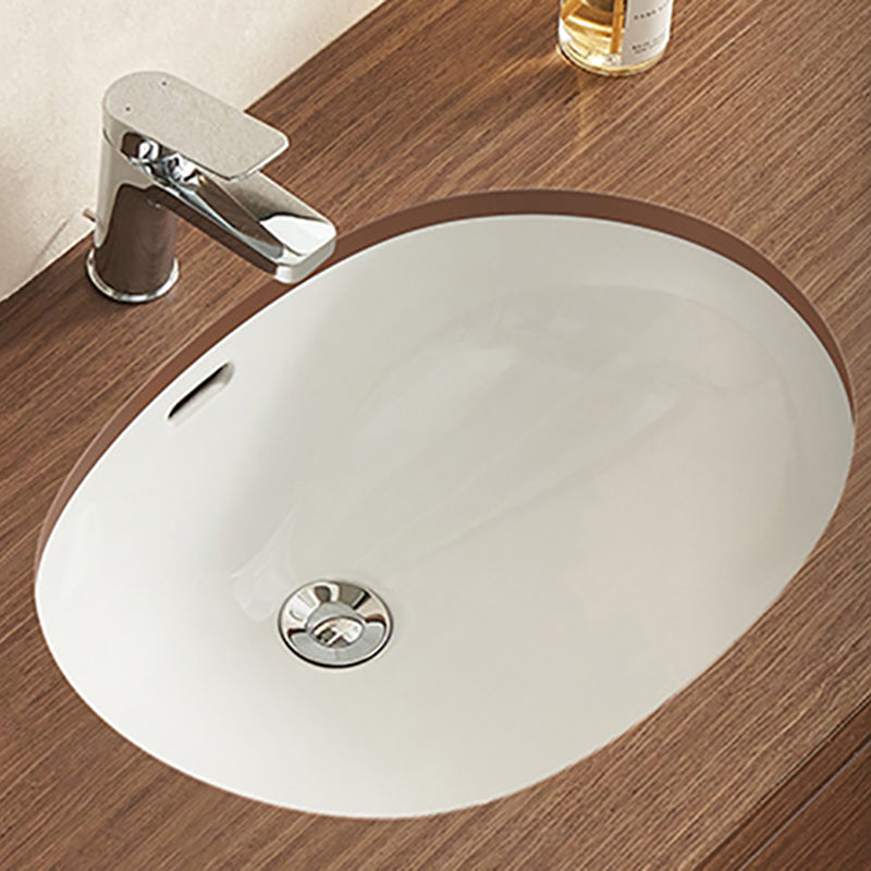 Oval Bathroom Sink Modern Style Overflow Hole Design Ceramic Bathroom Sink Only
