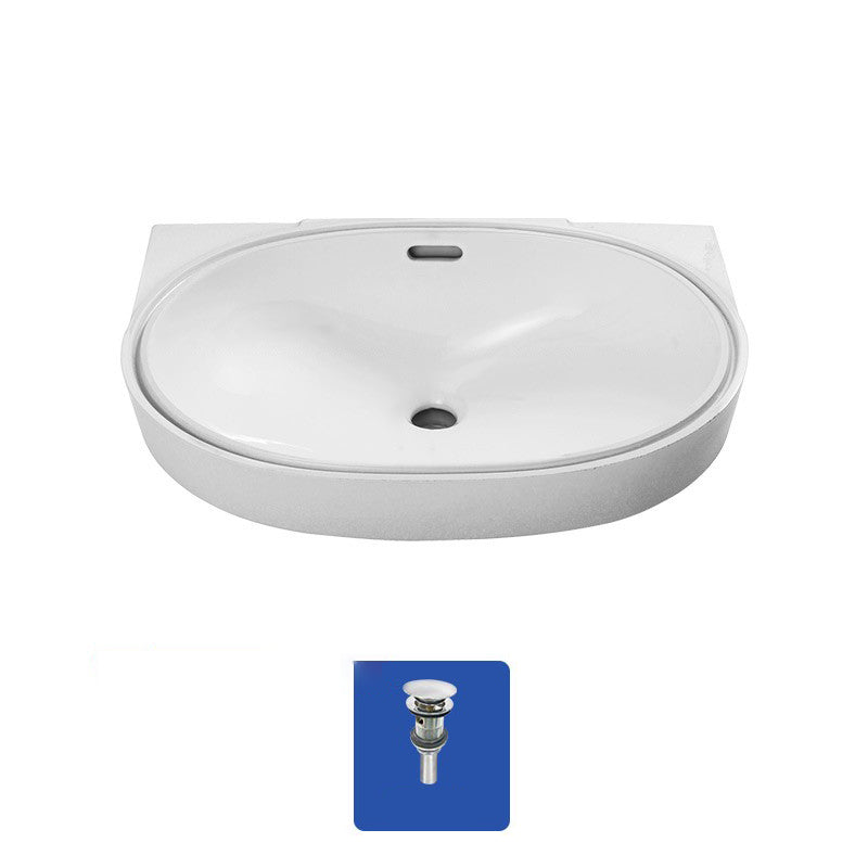 Oval Bathroom Sink Modern Style Overflow Hole Design Ceramic Bathroom Sink Only