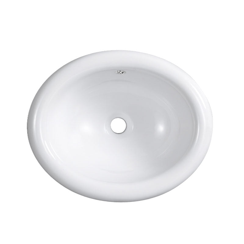 Contemporary Bathroom Sink with Overflow Porcelain Round Vessel Lavatory Sink