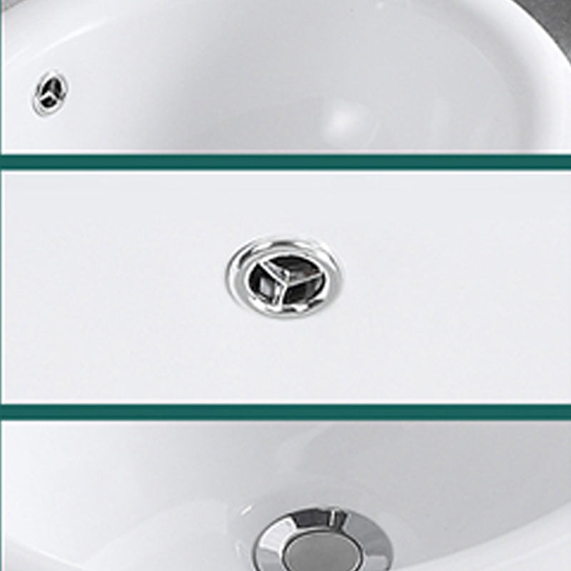 Contemporary Bathroom Sink with Overflow Porcelain Round Vessel Lavatory Sink