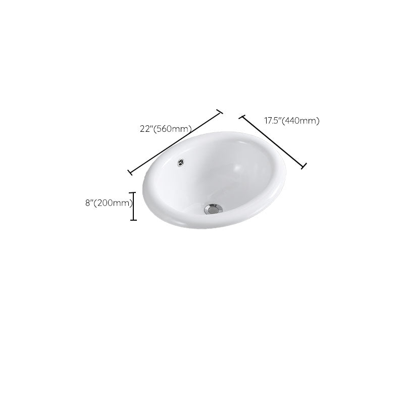 Contemporary Bathroom Sink with Overflow Porcelain Round Vessel Lavatory Sink