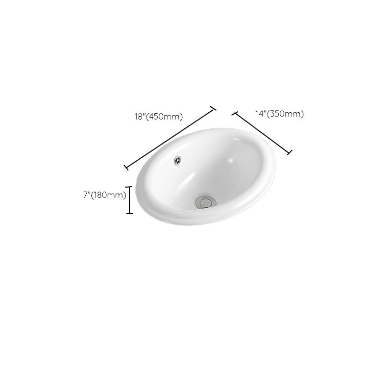 Contemporary Bathroom Sink with Overflow Porcelain Round Vessel Lavatory Sink