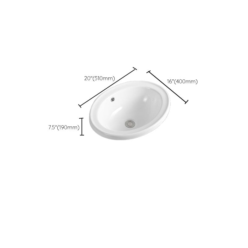 Contemporary Bathroom Sink with Overflow Porcelain Round Vessel Lavatory Sink