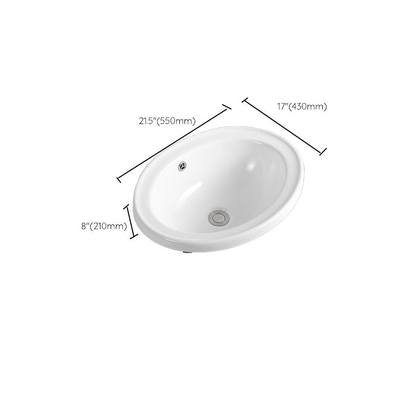 Contemporary Bathroom Sink with Overflow Porcelain Round Vessel Lavatory Sink
