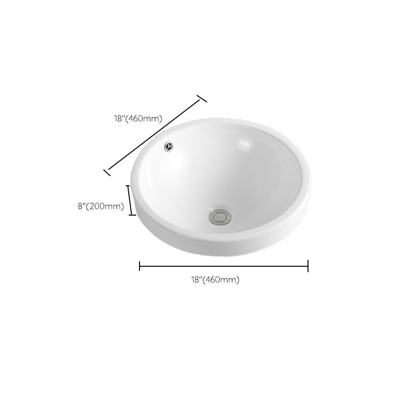 Contemporary Bathroom Sink with Overflow Porcelain Round Vessel Lavatory Sink