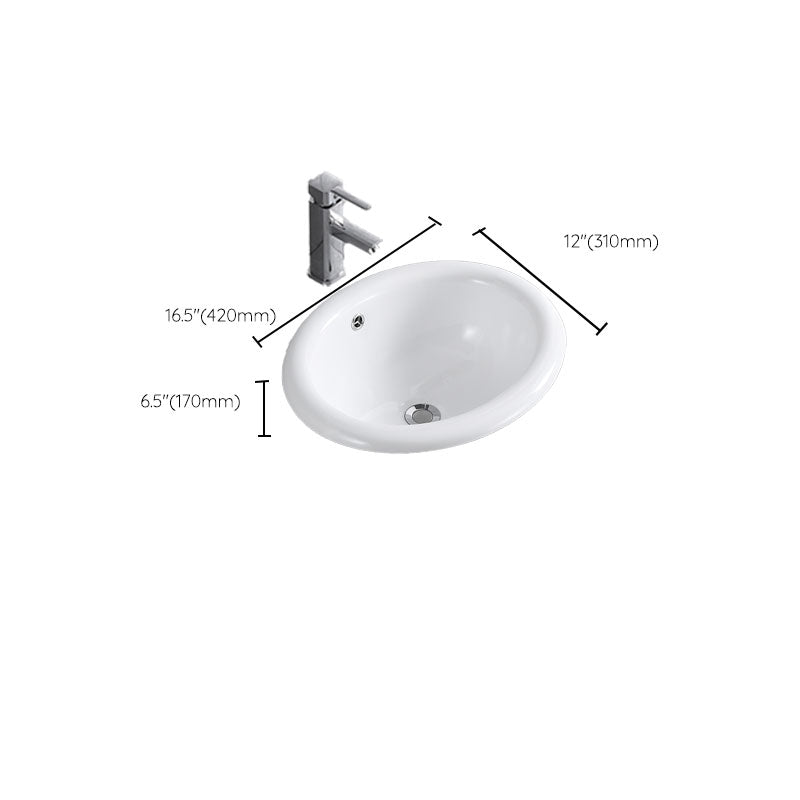Contemporary Bathroom Sink with Overflow Porcelain Round Vessel Lavatory Sink