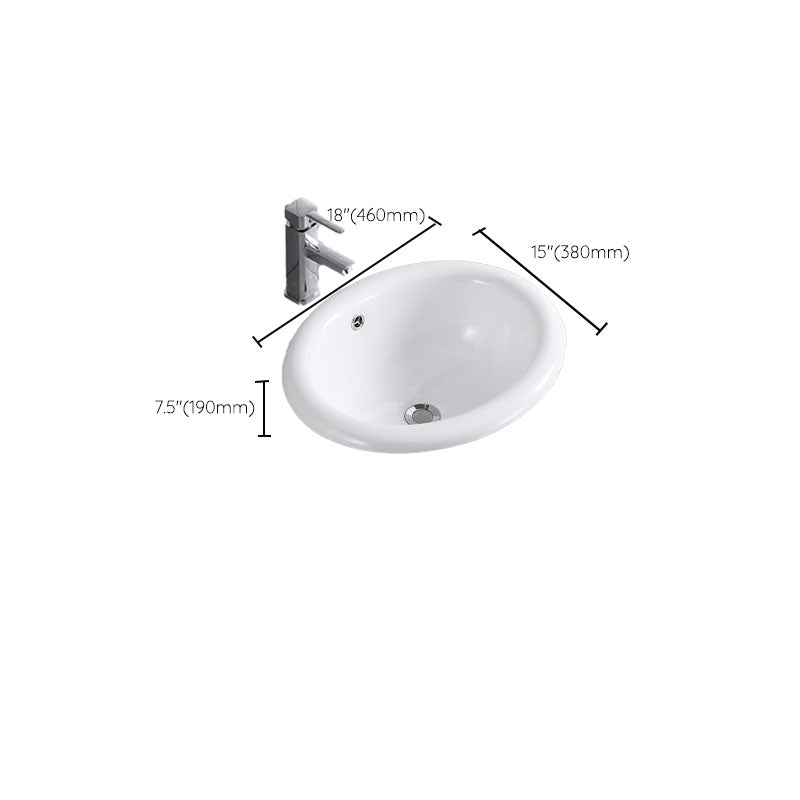 Contemporary Bathroom Sink with Overflow Porcelain Round Vessel Lavatory Sink