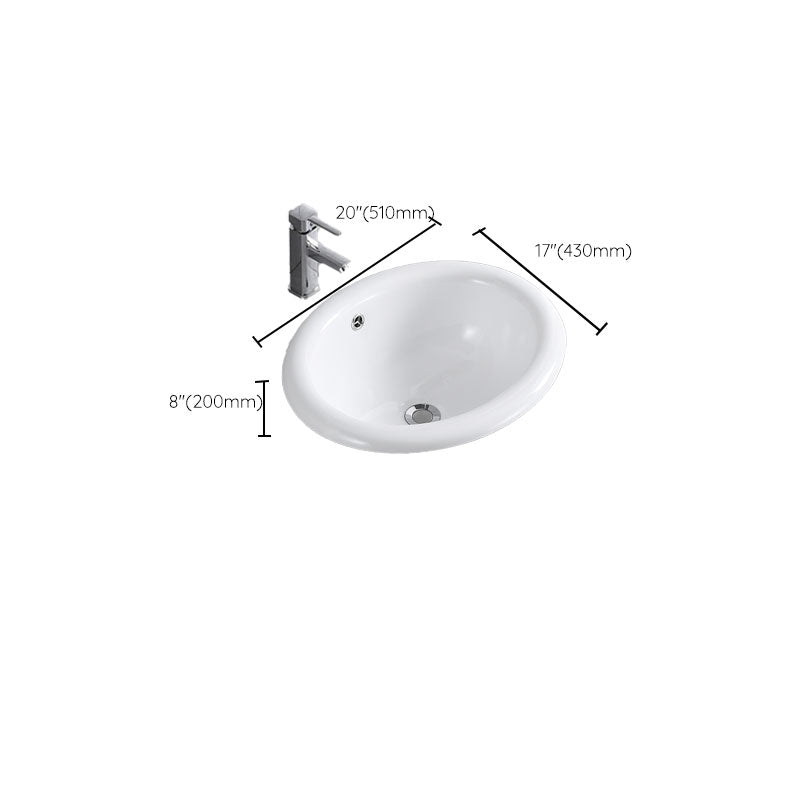 Contemporary Bathroom Sink with Overflow Porcelain Round Vessel Lavatory Sink