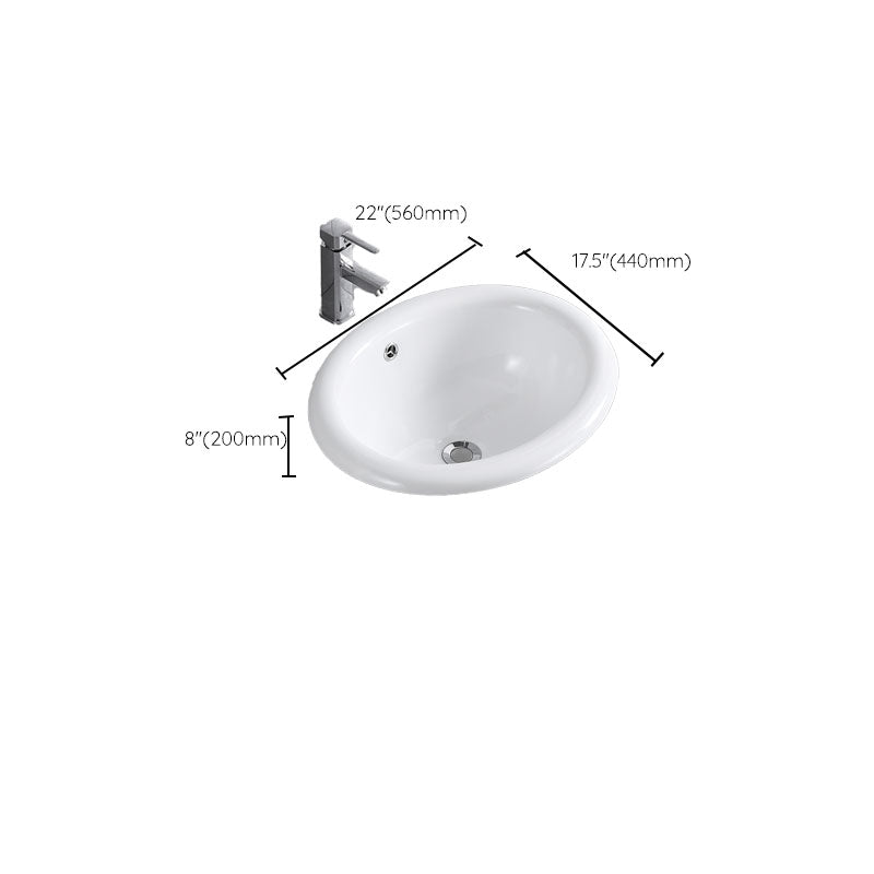 Contemporary Bathroom Sink with Overflow Porcelain Round Vessel Lavatory Sink