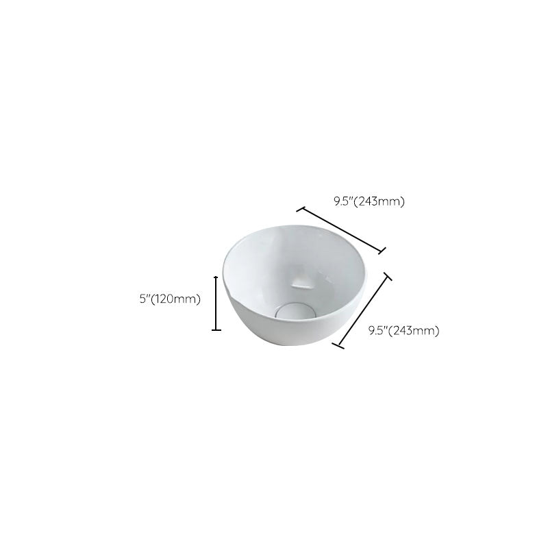 Bathroom Sink White Ceramic Faucet Single Handle Round Shape Sink