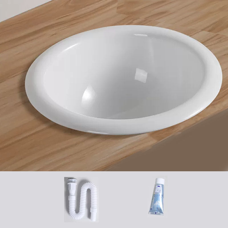 Contemporary Bathroom Sink with Pop-Up Drain Porcelain Oval-Shape Undermount Bathroom Sink