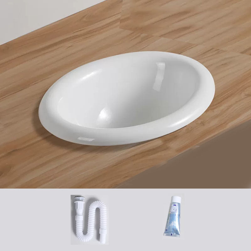 Contemporary Bathroom Sink with Pop-Up Drain Porcelain Oval-Shape Undermount Bathroom Sink