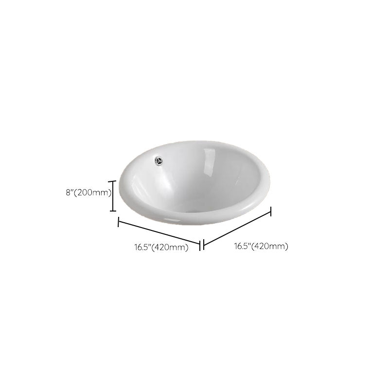 Contemporary Bathroom Sink with Pop-Up Drain Porcelain Oval-Shape Undermount Bathroom Sink