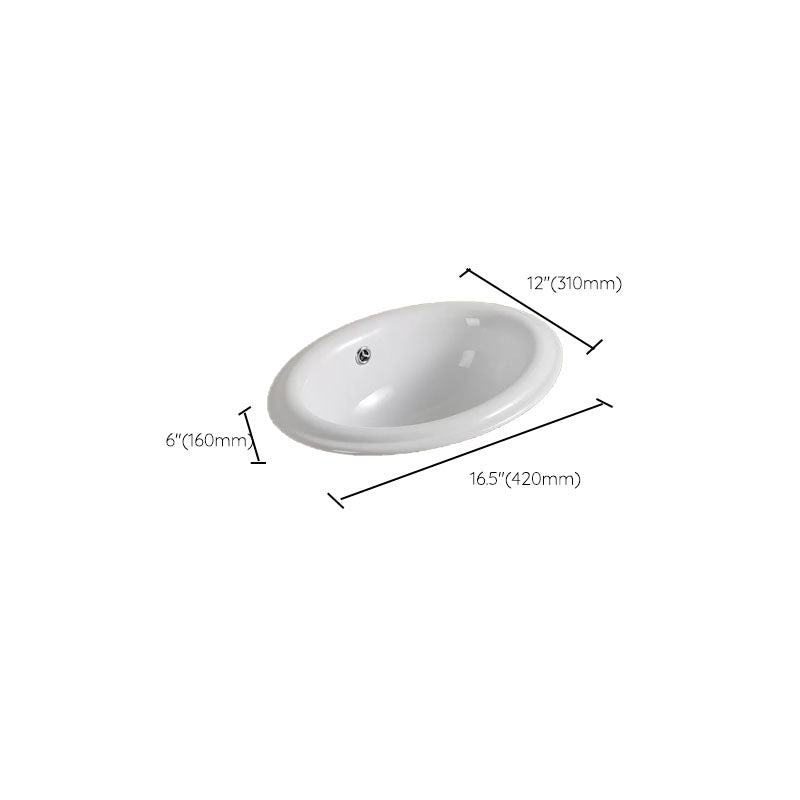 Contemporary Bathroom Sink with Pop-Up Drain Porcelain Oval-Shape Undermount Bathroom Sink