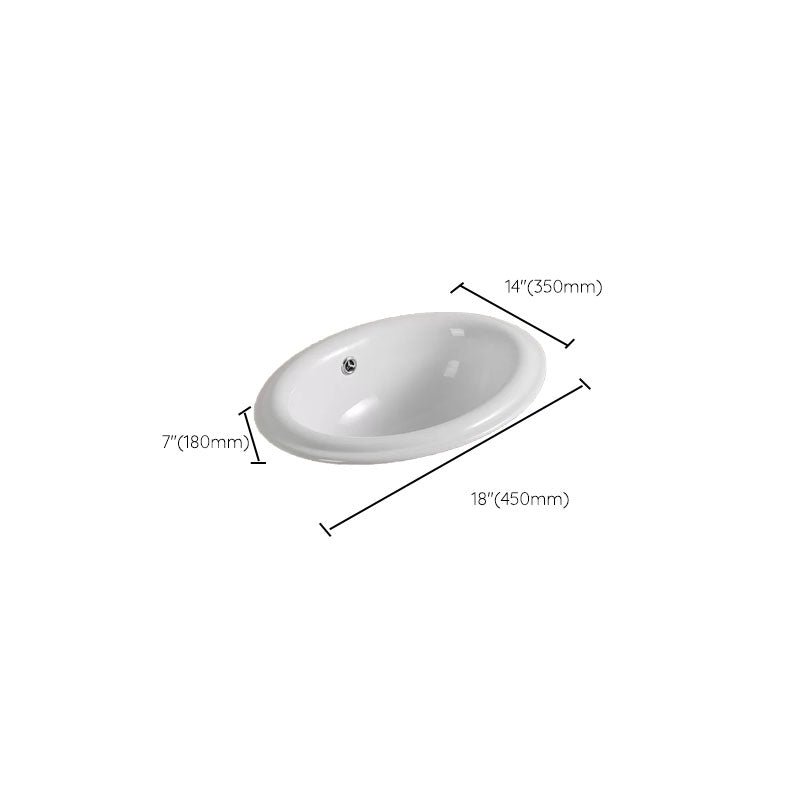 Contemporary Bathroom Sink with Pop-Up Drain Porcelain Oval-Shape Undermount Bathroom Sink