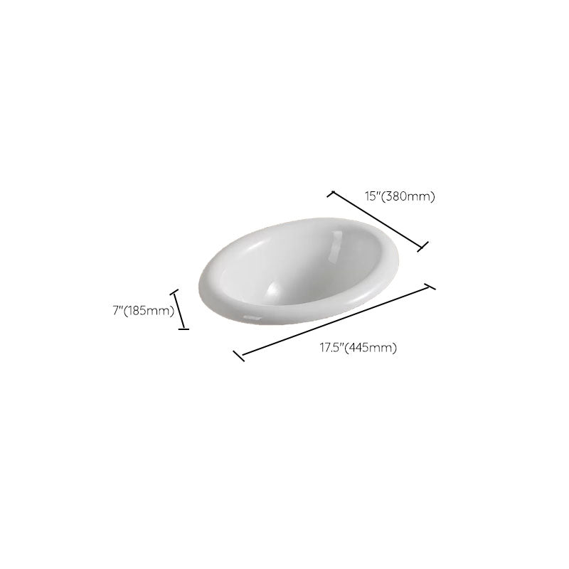 Contemporary Bathroom Sink with Pop-Up Drain Porcelain Oval-Shape Undermount Bathroom Sink
