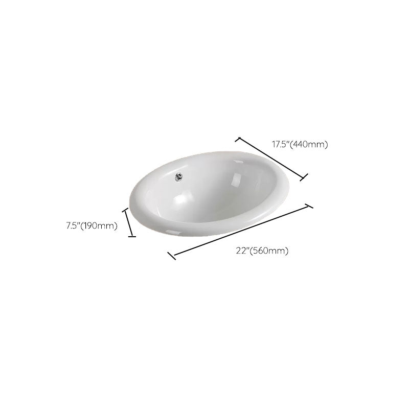 Contemporary Bathroom Sink with Pop-Up Drain Porcelain Oval-Shape Undermount Bathroom Sink