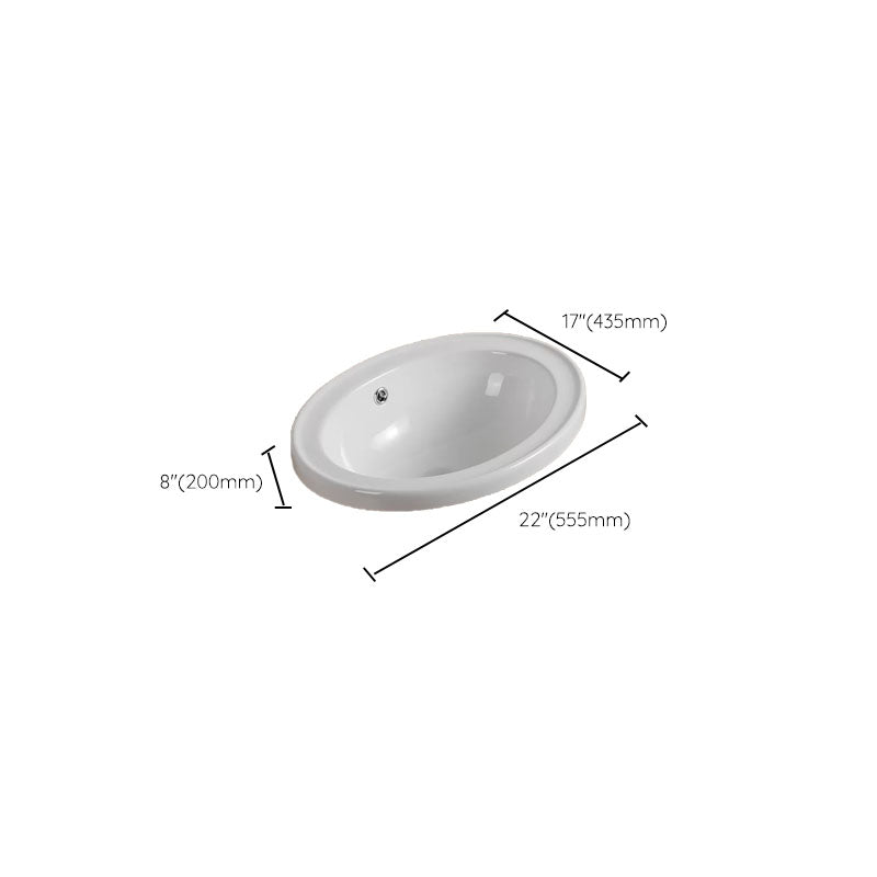 Contemporary Bathroom Sink with Pop-Up Drain Porcelain Oval-Shape Undermount Bathroom Sink