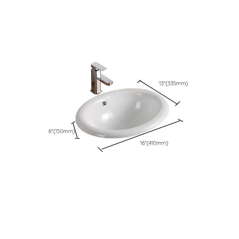 Contemporary Bathroom Sink with Pop-Up Drain Porcelain Oval-Shape Undermount Bathroom Sink