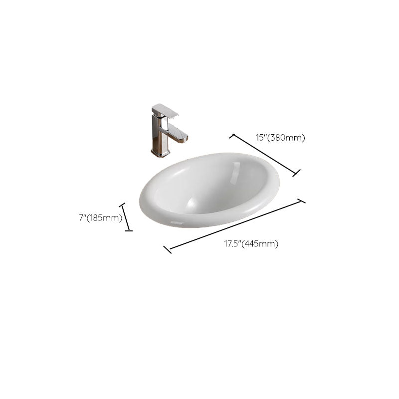 Contemporary Bathroom Sink with Pop-Up Drain Porcelain Oval-Shape Undermount Bathroom Sink