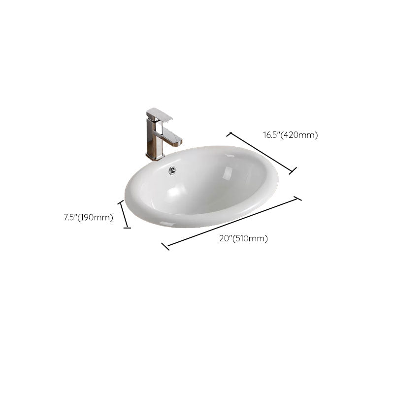 Contemporary Bathroom Sink with Pop-Up Drain Porcelain Oval-Shape Undermount Bathroom Sink