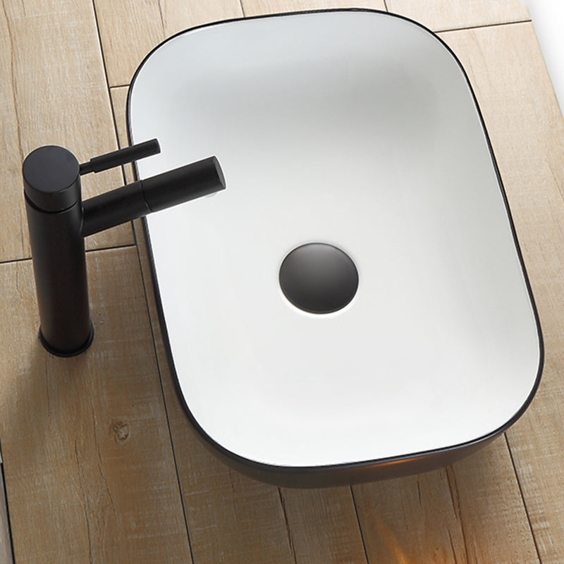 White Modern Sink Washroom Ceramic Rod Handle Faucet Bathroom Sink