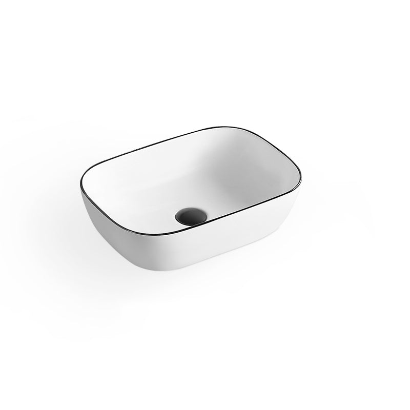 White Modern Sink Washroom Ceramic Rod Handle Faucet Bathroom Sink