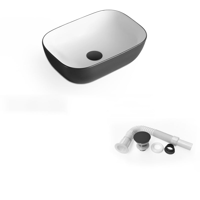 White Modern Sink Washroom Ceramic Rod Handle Faucet Bathroom Sink