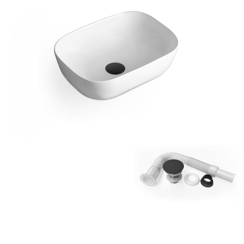 White Modern Sink Washroom Ceramic Rod Handle Faucet Bathroom Sink