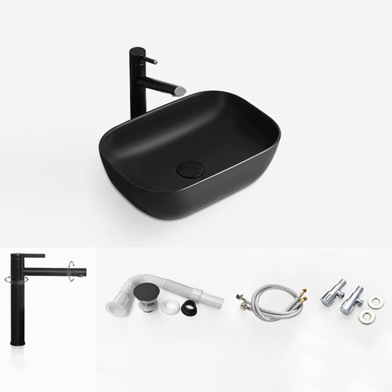 White Modern Sink Washroom Ceramic Rod Handle Faucet Bathroom Sink